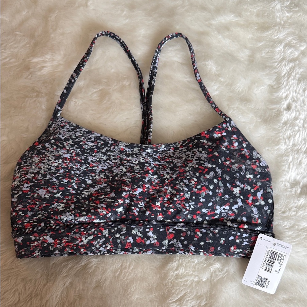 Lululemon Flow Y Bra Nulu – Size 6 (Black Floral Print) NWT